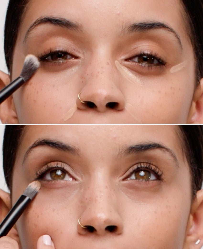 No makeup makeup look concealer placement and application on model
